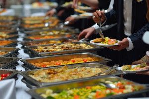 people group catering buffet food indoor in luxury restaurant wi