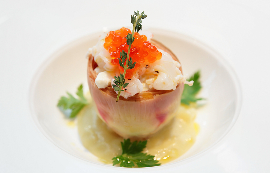 Gourmet appetizer with caviar